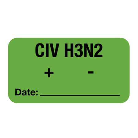 NEVS Label, CIV H2N2 Date_____ 7/8" x 1-5/8" Flr Green w/Black LW-0038